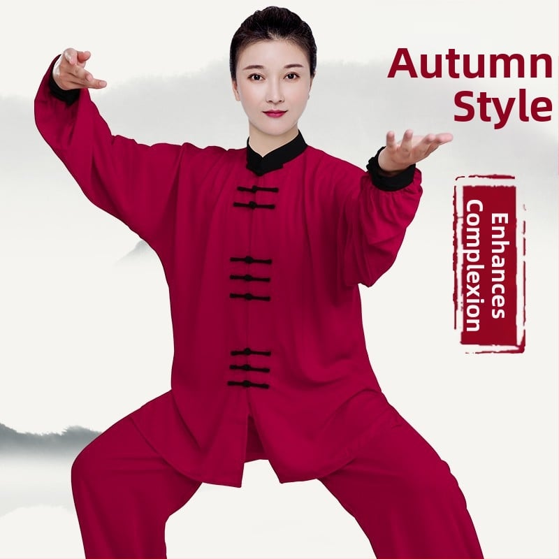 Little and Hill Tai Chi tréningový súbor pre dospelých, unisex, červený, prémiovej kvality na súťaže a vystúpenia, jar–jeseň