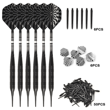 Dongye Darts: 6 komada mekanih dartova s plastičnom glavom od 20 g, kompletan set dodatne opreme