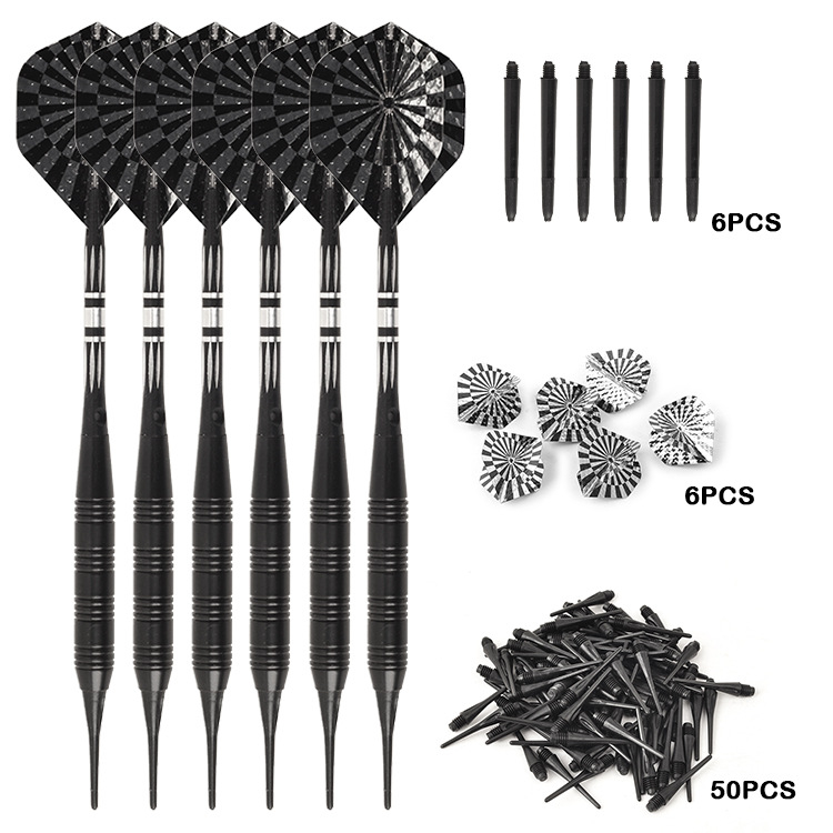 Dongye Darts: 6 komada mekanih dartova s plastičnom glavom od 20 g, kompletan set dodatne opreme