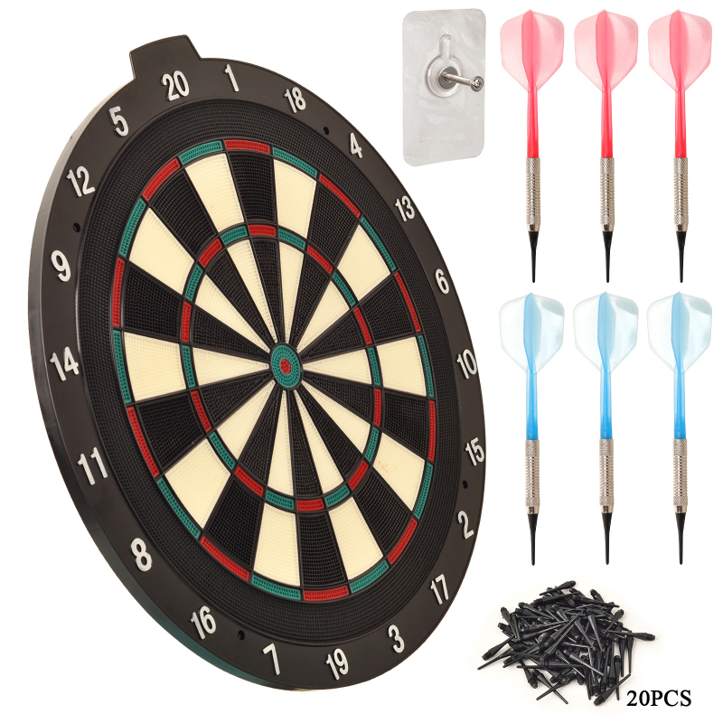 Dongye 18-inčni mekani dartboard s plastičnim vrhovima, uključuje 6 šipki