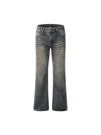 Férfiaknak szánt trendi vintage farmernadrág, laza egyenes szár, mikroflare, tiszta szabás, amerikai utcai stílus