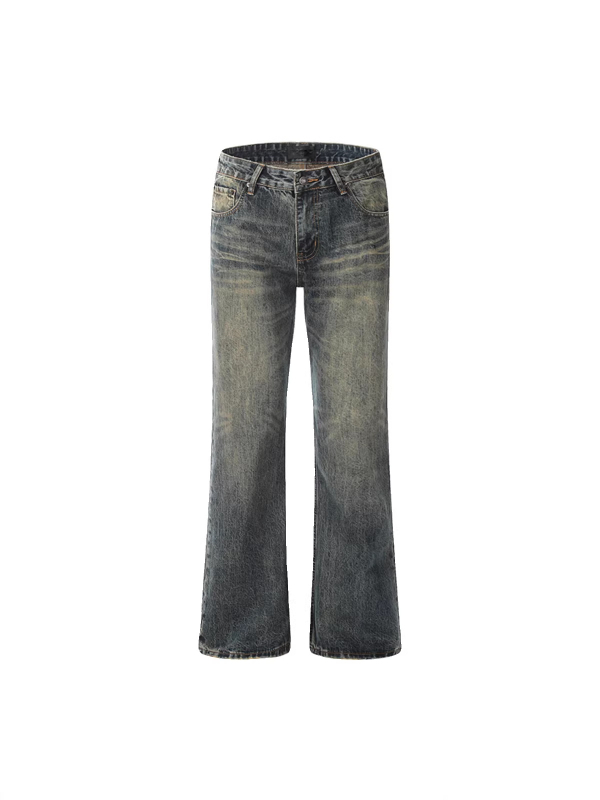 Férfiaknak szánt trendi vintage farmernadrág, laza egyenes szár, mikroflare, tiszta szabás, amerikai utcai stílus