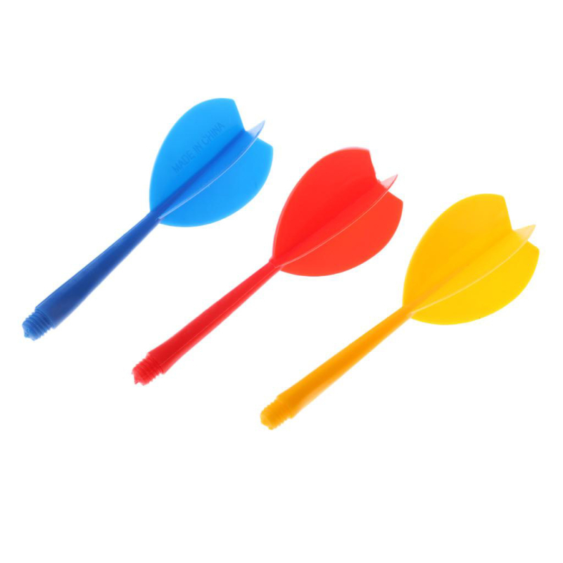 6 mm plastični šaft za pikado s integriranim letkama, 30 plastičnih letki, 5 boja dostupno