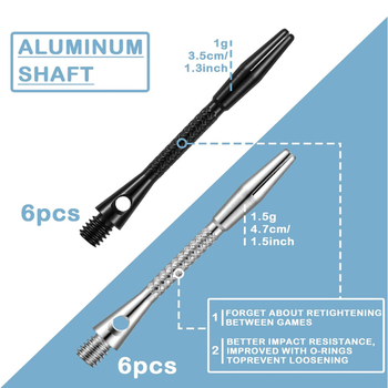 GOODARTS Set šaftova za darts, 12 kom., aluminijska legura