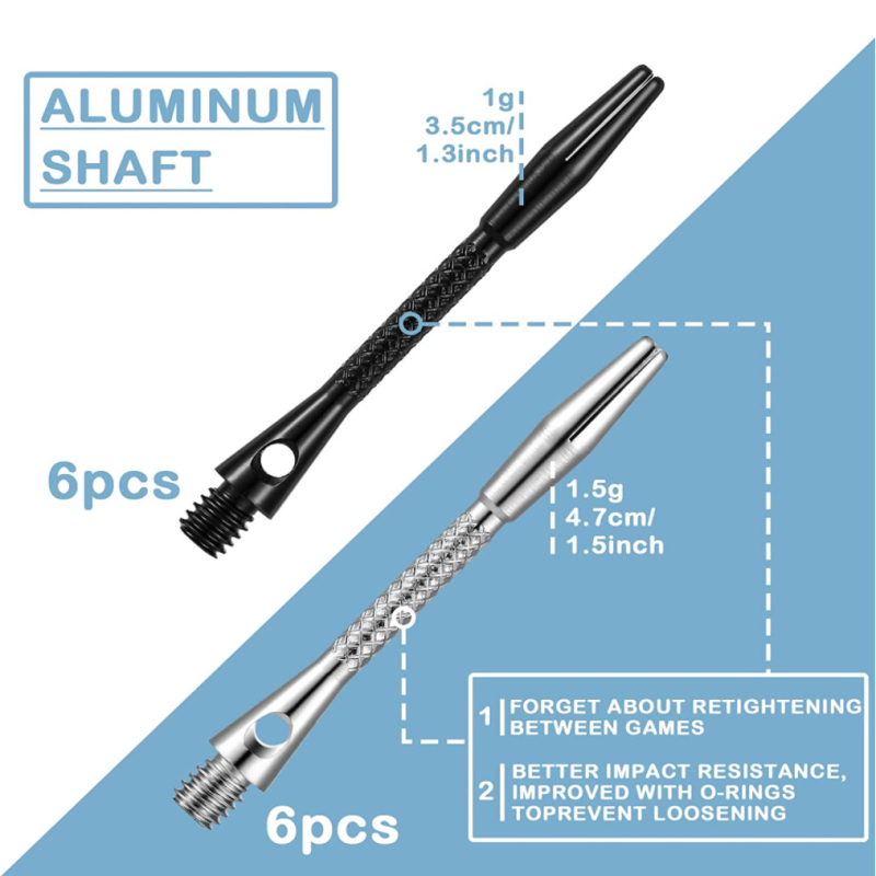 GOODARTS Set šaftova za darts, 12 kom., aluminijska legura