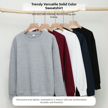 Sűrű pamutból készült pulóver fleece béléssel, laza szabású, uniszex, kerek nyakú, hosszú ujjú