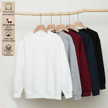 Sűrű pamutból készült pulóver fleece béléssel, laza szabású, uniszex, kerek nyakú, hosszú ujjú