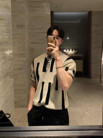 Amerikai utcai stílusú kötött rövid ujjú póló férfiaknak, nyár, retro casual top