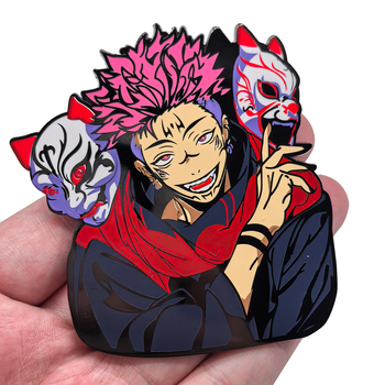 Метална брошка Jujutsu Kaisen: двустранна Сукуна карикатурна декоративна значка