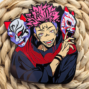 Метална брошка Jujutsu Kaisen: двустранна Сукуна карикатурна декоративна значка