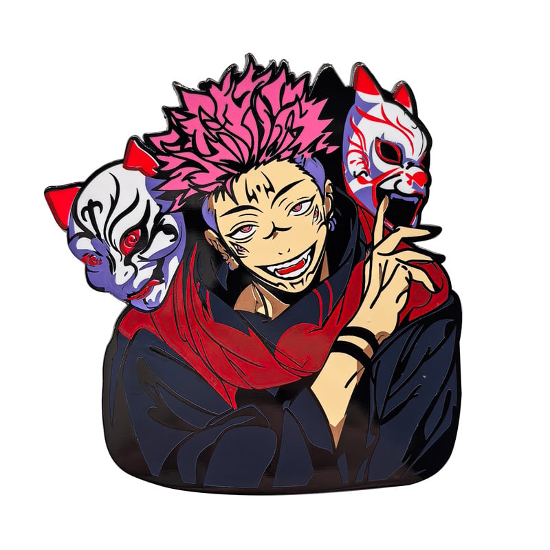 Метална брошка Jujutsu Kaisen: двустранна Сукуна карикатурна декоративна значка
