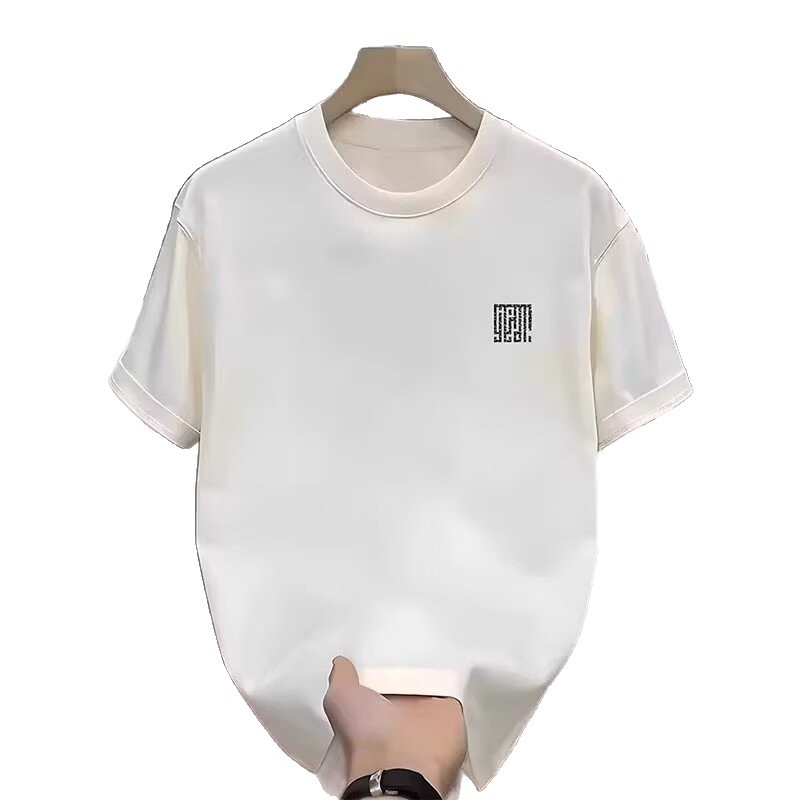 Pamut nyomott mintás férfi rövid ujjú T-shirt, kerek nyak, nyári casual streetwear