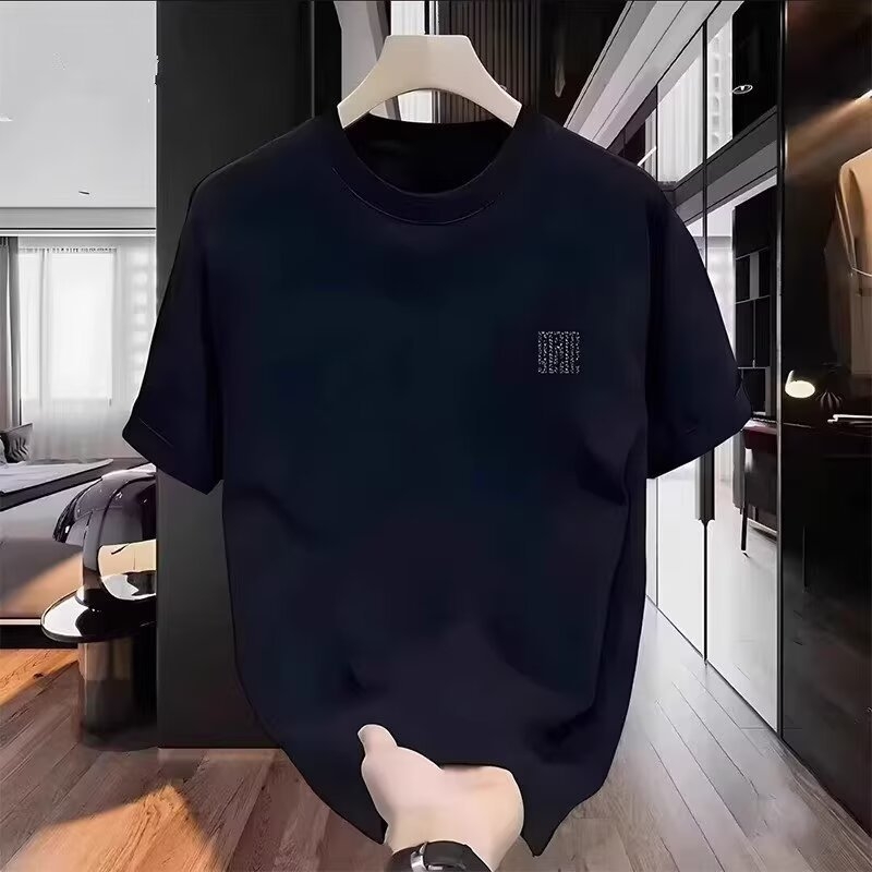 Pamut nyomott mintás férfi rövid ujjú T-shirt, kerek nyak, nyári casual streetwear