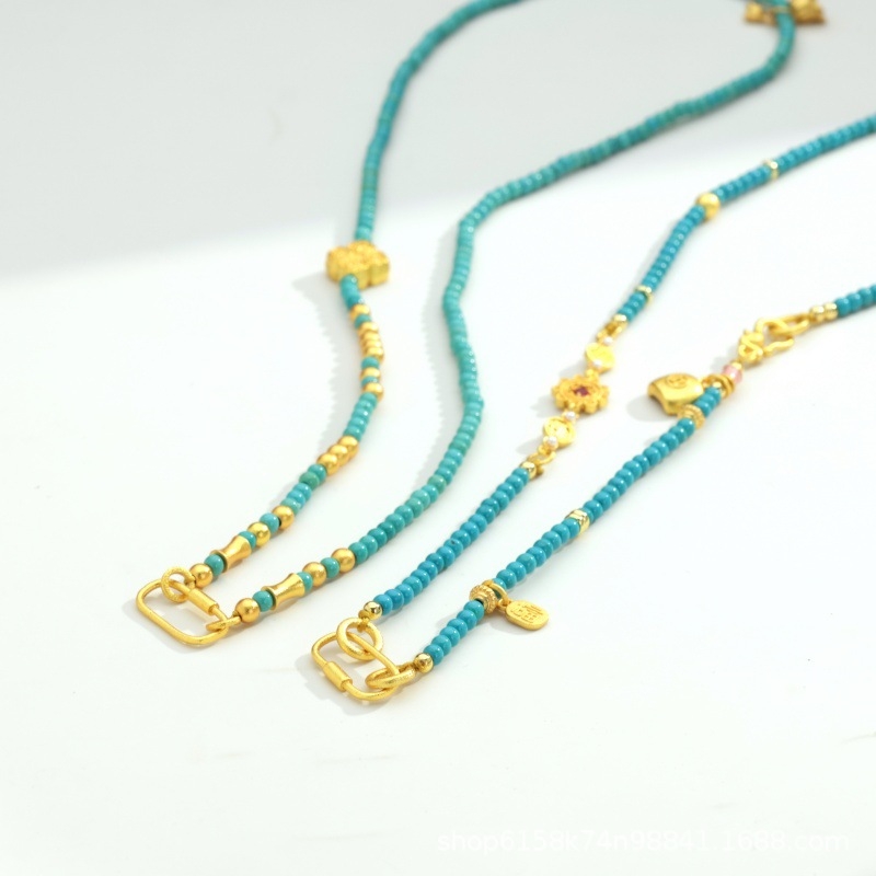 Univerzalni lanac sa karabinom i privjeskom, 18K pozlaćeno imitirano tirkizno, budistički amulet, thangka, dodaci za DIY nakit