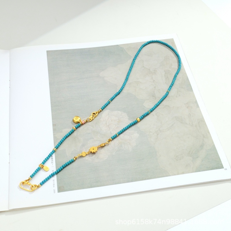 Univerzalni lanac sa karabinom i privjeskom, 18K pozlaćeno imitirano tirkizno, budistički amulet, thangka, dodaci za DIY nakit
