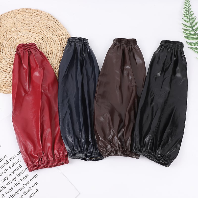 Nepremokavý PU kožený rukáv na kuchynské práce, unisex, odolný voči špine a olejom