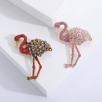 Flamingo broš s dijamantima, ženski modni dodatak od legure