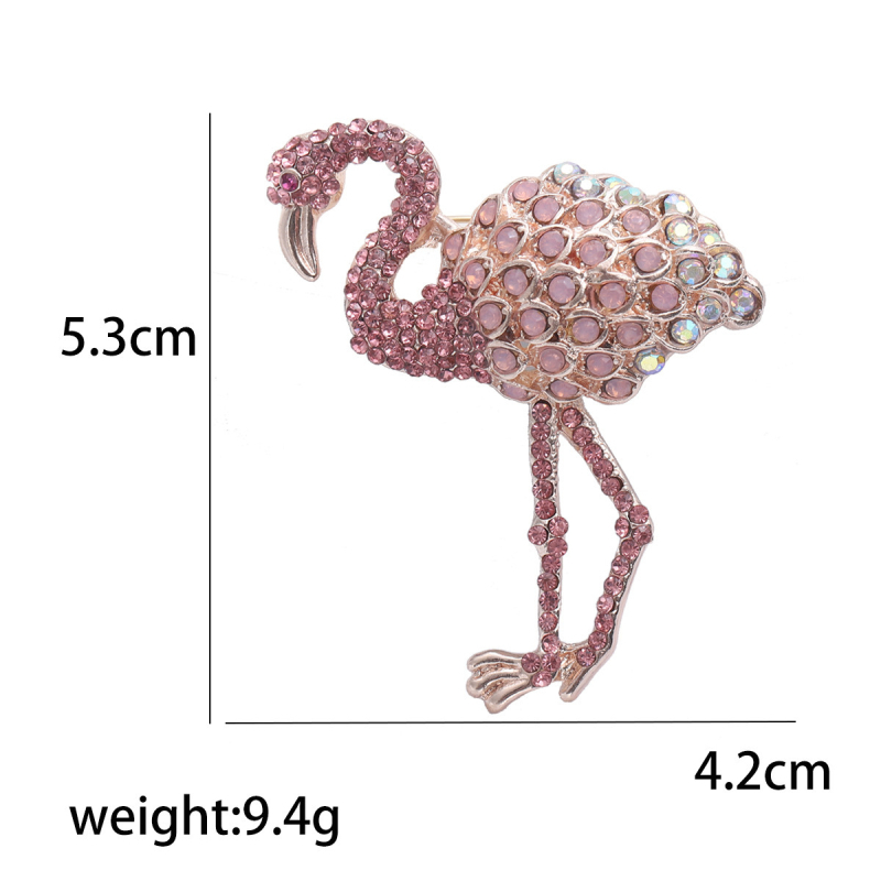 Flamingo broš s dijamantima, ženski modni dodatak od legure