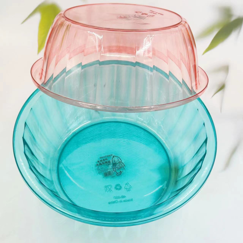 Hrubé plastové korýtko, priehľadný kryštálový dizajn, odolné voči pádu, vhodné na domáce pranie, umývanie riadu a čistenie tváre (23 × 8 cm)