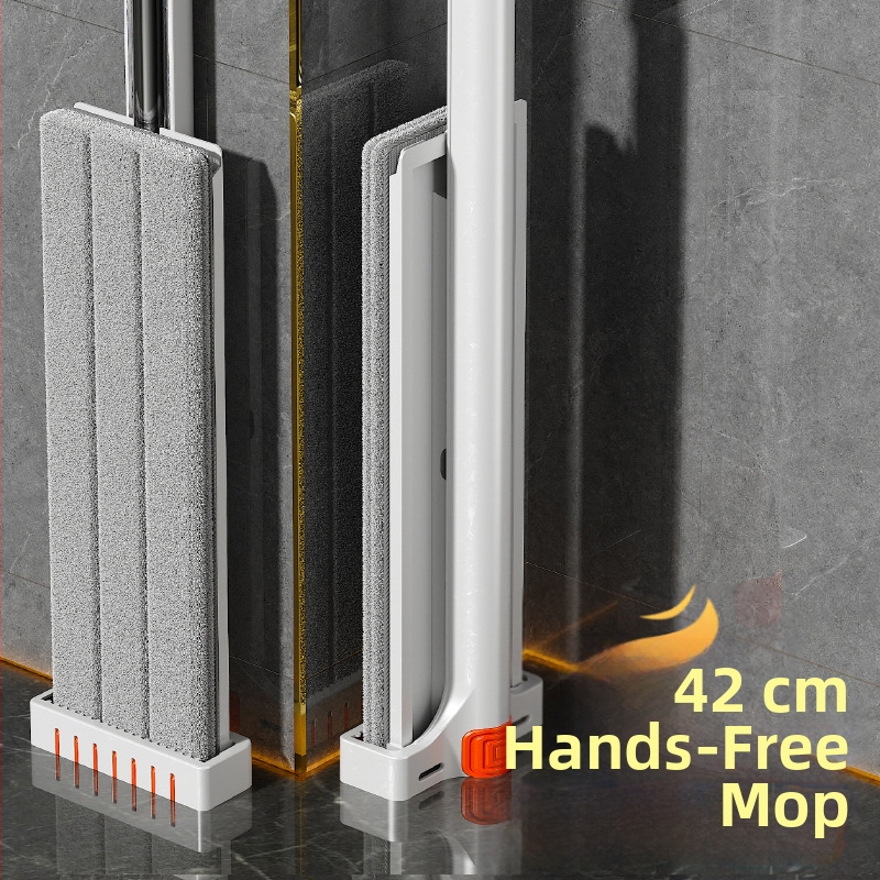 Plochý mop na suché aj mokré čistenie drevených podláh, hlava z mikrovlákna 42 cm, teleskopická oceľová rúčka 135 cm, ľahký