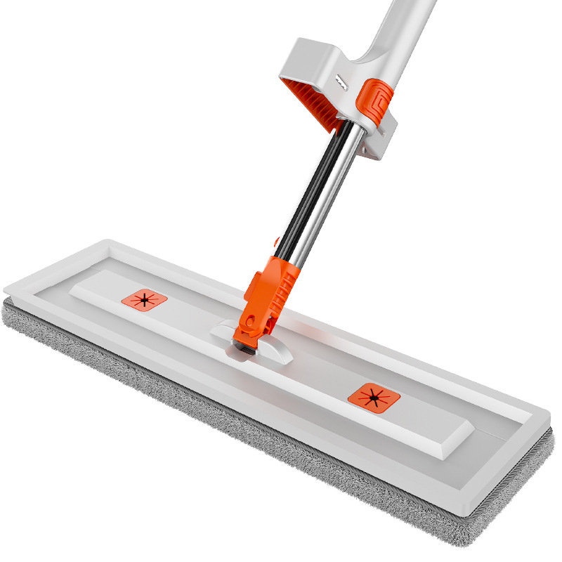 Plochý mop na suché aj mokré čistenie drevených podláh, hlava z mikrovlákna 42 cm, teleskopická oceľová rúčka 135 cm, ľahký
