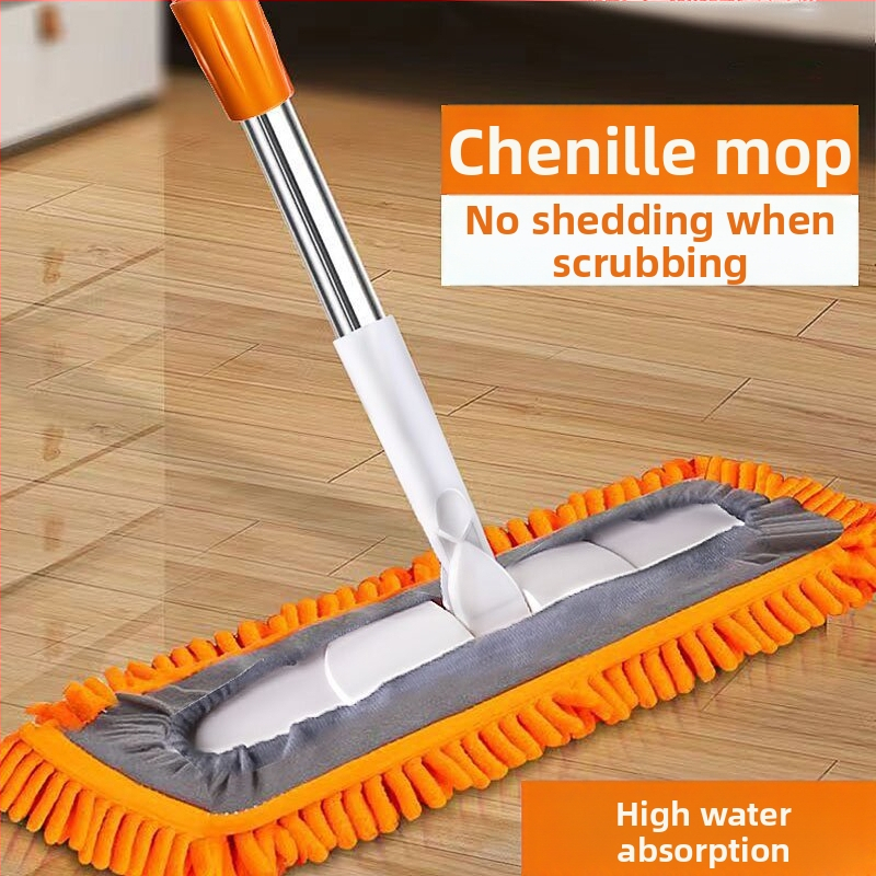 Chenille plochý mop na domáce použitie – rýchle nasávanie, mokré/suche dvojité použitie pre podlahy a dlaždice, čistenie auta