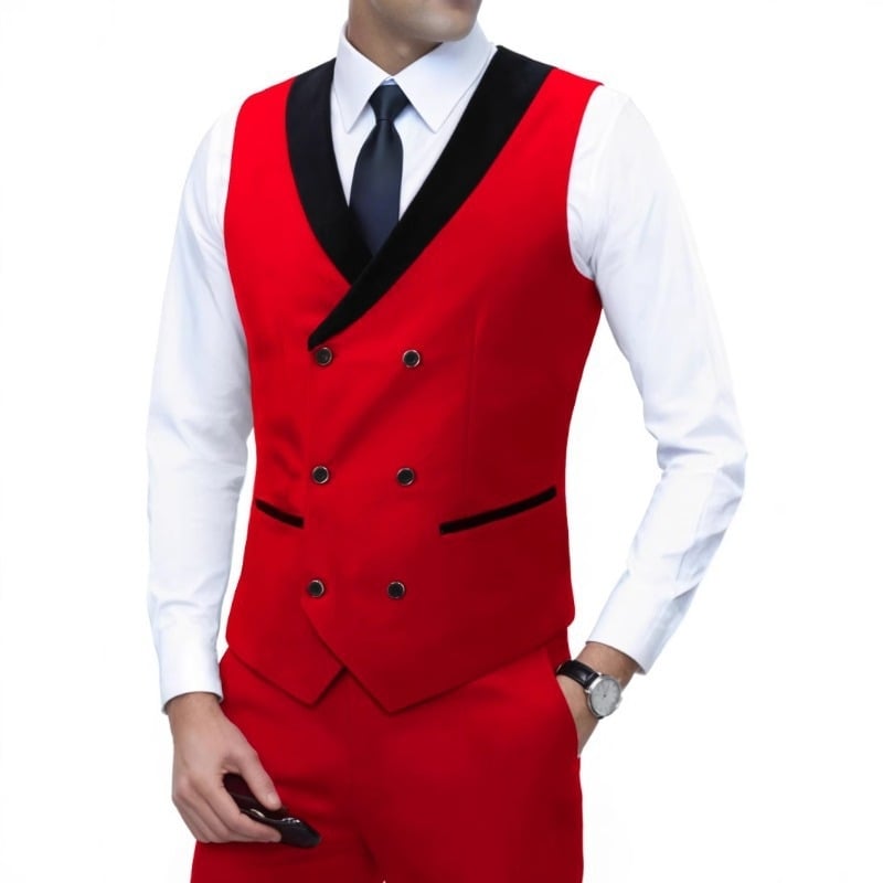 Ανδρικό γιλέκο κοστουμιού σε Slim Fit, χωρίς μανίκια, επίσημο γιλέκο, ευρωπαϊκό μέγεθος, μεγάλο