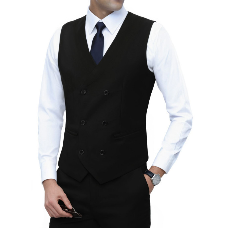 Ανδρικό γιλέκο κοστουμιού σε Slim Fit, χωρίς μανίκια, επίσημο γιλέκο, ευρωπαϊκό μέγεθος, μεγάλο