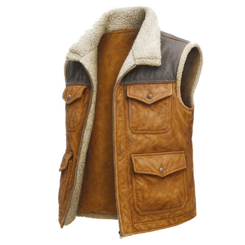Muška vintage suede vest s patchworkom, više džepova, stojeći ovratnik, jednoredno kopčanje, za vanjsku ležernu upotrebu