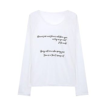 Ženski ležerni T-shirt s natpisom slovima, s dugim rukavom, lagan materijal, UV zaštita.