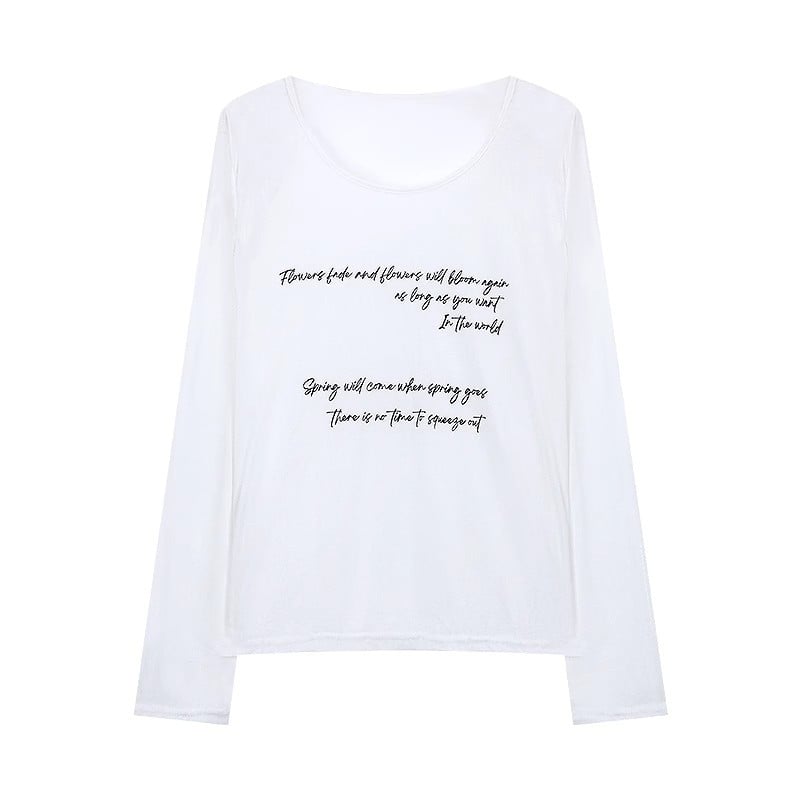 Ženski ležerni T-shirt s natpisom slovima, s dugim rukavom, lagan materijal, UV zaštita.