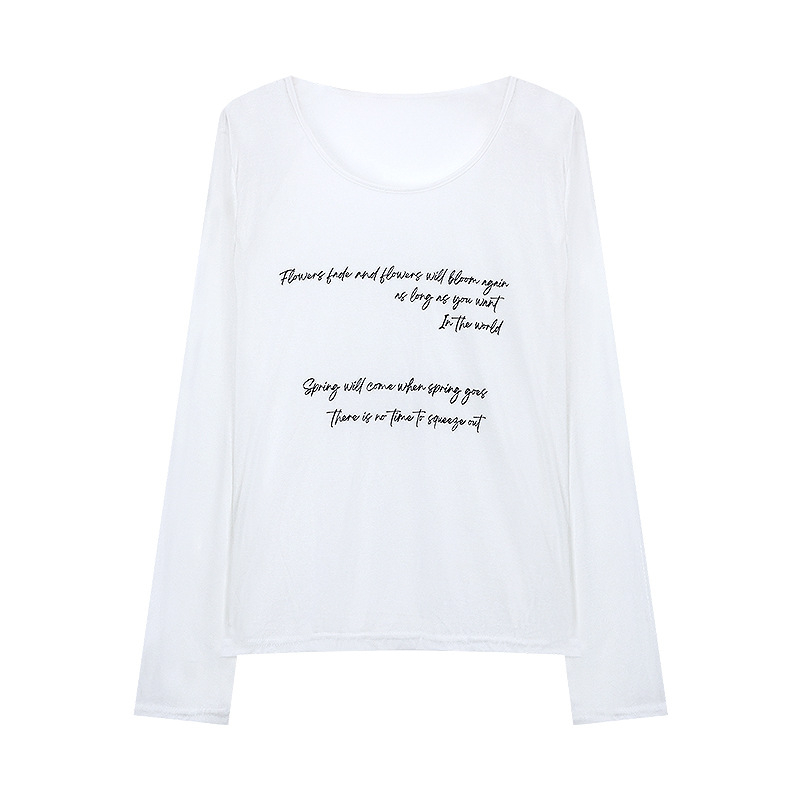 Ženski ležerni T-shirt s natpisom slovima, s dugim rukavom, lagan materijal, UV zaštita.