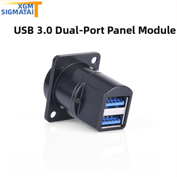 USB 3.0 dvojportový panelový samica, štvorcový modulový konektor, bez spájania