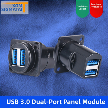 USB 3.0 dvojportový panelový samica, štvorcový modulový konektor, bez spájania