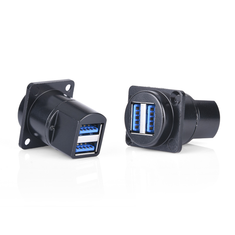 USB 3.0 dvojportový panelový samica, štvorcový modulový konektor, bez spájania