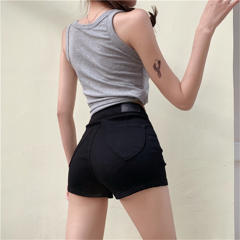 Ženske uske traper kratke hlače s izrezom i zipom, ljetni outdoor stil