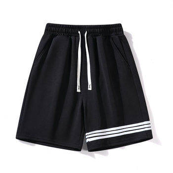 Prilagođeni ljetni unisex šorcevi u korejskom stilu s elastičnim pojasom, labavog kroja i ravnog kroja, jednofarbni, moderne i svestrani, pogodni za parove