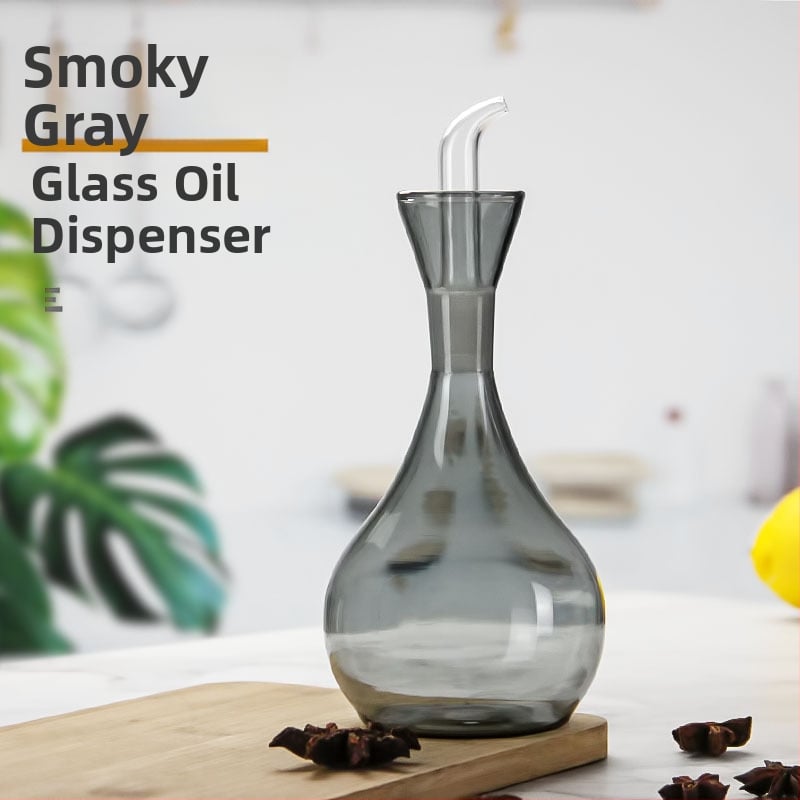 350 ml borosilikátové sklo, fľaša na olej, dymovo sivá, vhodná na olej, sójovú omáčku a ocot