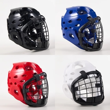 Kaciga za zaštitu glave s metalnom mrežastom maskom za kendo, karate i taekwondo, veličina L/XL