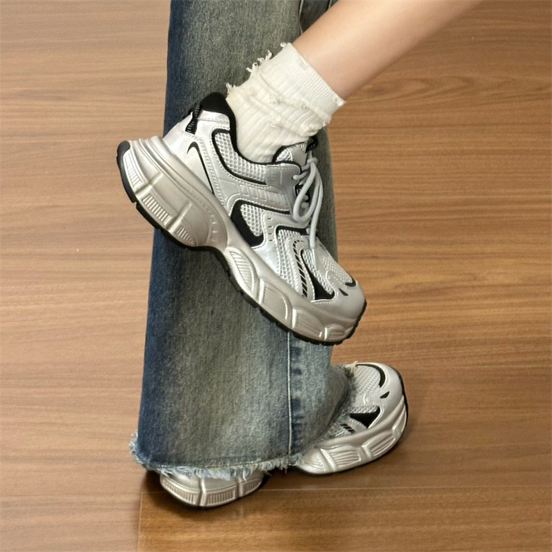 Unisex tenisice s debelim potplatom, srebrno-sive boje, otporne na prljavštinu, kampus stil, casual