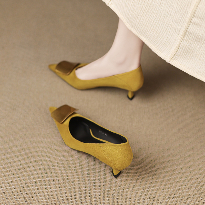 Na skladištu crne ženske cipele u francuskom stilu, slip-on, srednji pet, za svakodnevnu uporabu