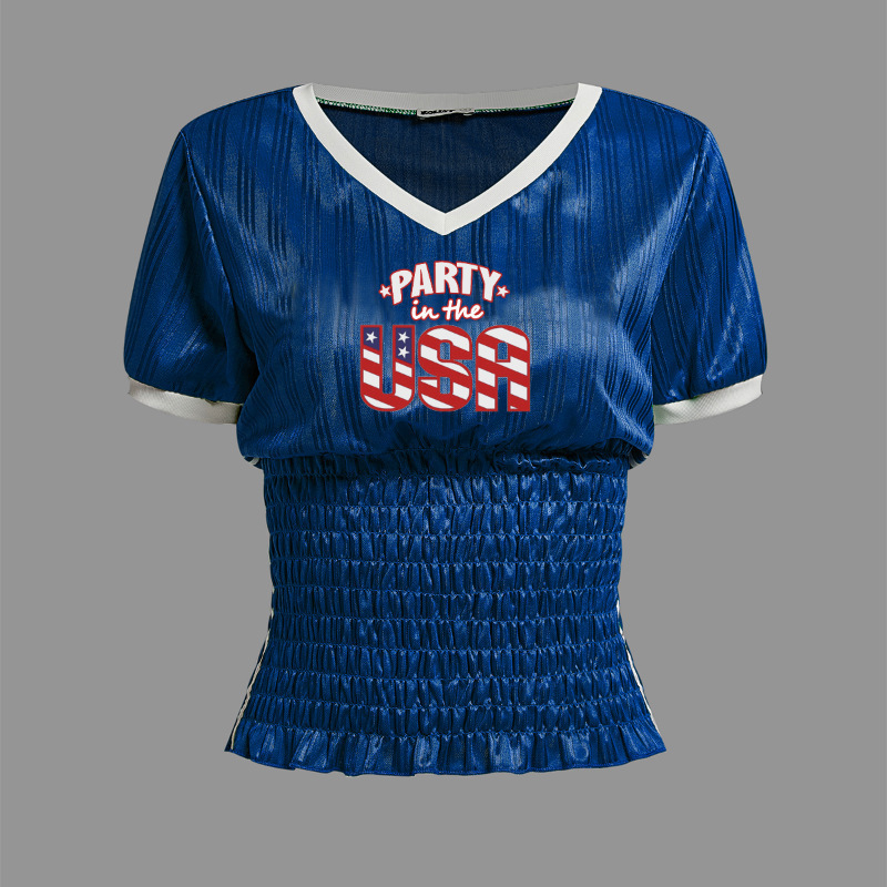 Ženski T-shirt kratkih rukava, Millennium kroj, brazilskog uličnog stila, otisak s alfabetom, gotički retro, ljeto 2025.