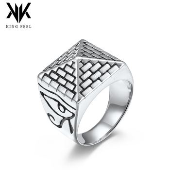 Prsten od nehrđajućeg čelika Faraona s Okom Horusa, egipatski piramidski motiv, geometrijski dizajn, retro stil, unisex.