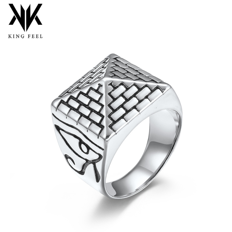 Prsten od nehrđajućeg čelika Faraona s Okom Horusa, egipatski piramidski motiv, geometrijski dizajn, retro stil, unisex.