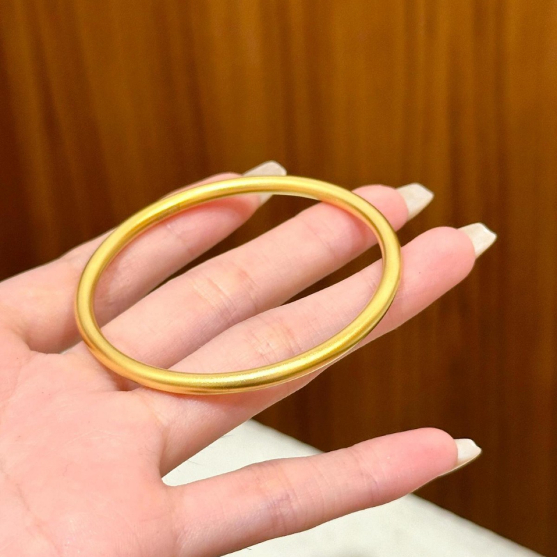 Ženski narukvica s 24K pozlatom, čvrsta, 4 mm, vintage stil, trostruko zlato završni sloj, vakuumsko elektroplatiranje