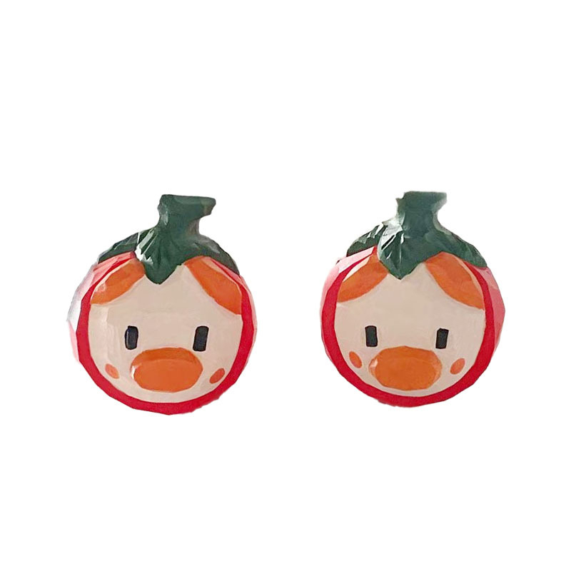 Ručne vyrezávaná drevená ozdoba Pig and Persimmon, masívne drevo, dekor do obývačky a na stôl, dar požehnanie