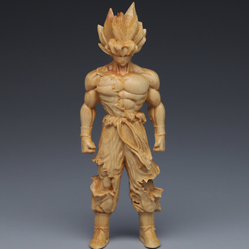 Drevená stolová socha z thuja: Super Saiyan Wukong dekorácia do kancelárie a domova