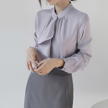 Ženska bluza u francuskom stilu s elegantnom mašnicom, novi jesenski dizajn, nježna i otmjena, pogodna za ured, dugi rukav