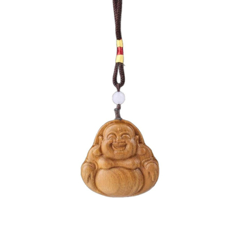 Zelené santalové drevo, vyrezávaný prívesok Maitreja Budha