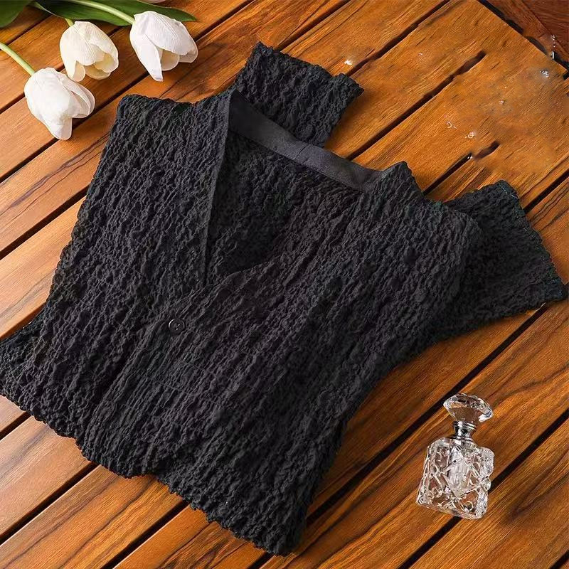 Női poliészter felső hosszú ujjú, fekete-szürke patchwork mintával, kerek nyakú, mindennapi elegáns topp